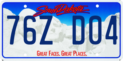SD license plate 76ZD04
