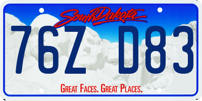SD license plate 76ZD83
