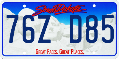 SD license plate 76ZD85