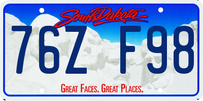 SD license plate 76ZF98