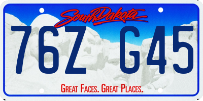 SD license plate 76ZG45
