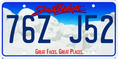 SD license plate 76ZJ52