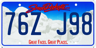 SD license plate 76ZJ98