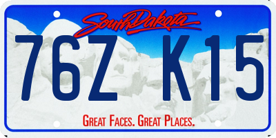 SD license plate 76ZK15