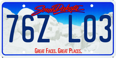 SD license plate 76ZL03