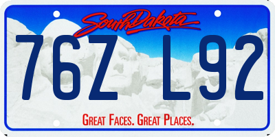 SD license plate 76ZL92