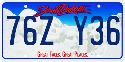 SD license plate 76ZY36