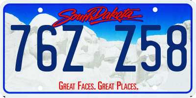 SD license plate 76ZZ58