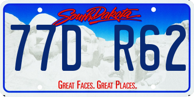 SD license plate 77DR62
