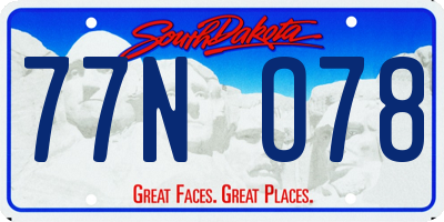 SD license plate 77NO78