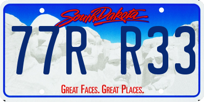 SD license plate 77RR33