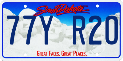SD license plate 77YR20