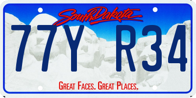 SD license plate 77YR34