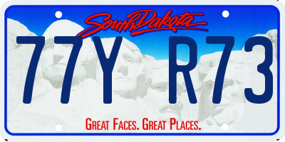 SD license plate 77YR73