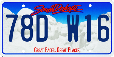 SD license plate 78DW16