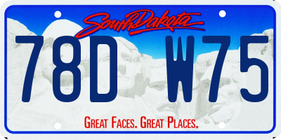 SD license plate 78DW75