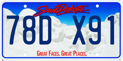 SD license plate 78DX91