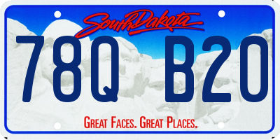 SD license plate 78QB20
