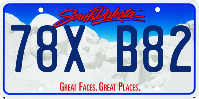 SD license plate 78XB82