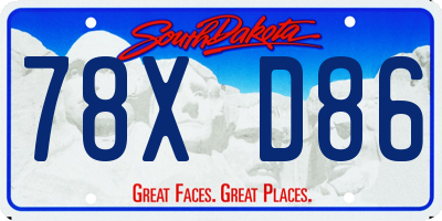 SD license plate 78XD86