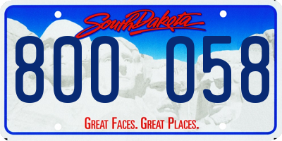 SD license plate 80OO58
