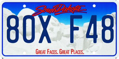 SD license plate 80XF48