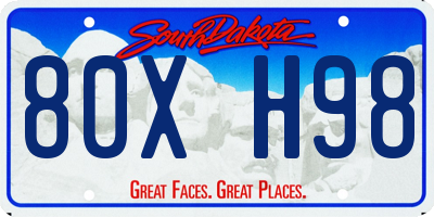 SD license plate 80XH98