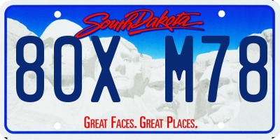 SD license plate 80XM78