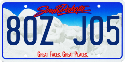 SD license plate 80ZJ05