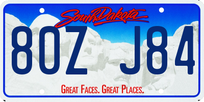 SD license plate 80ZJ84