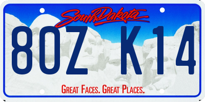 SD license plate 80ZK14