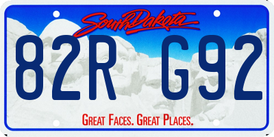 SD license plate 82RG92
