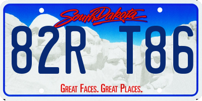 SD license plate 82RT86