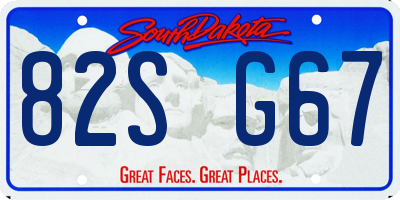 SD license plate 82SG67