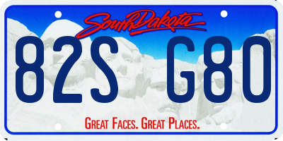 SD license plate 82SG80