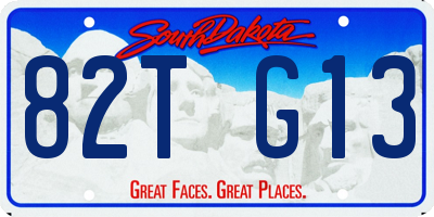 SD license plate 82TG13