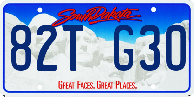SD license plate 82TG30