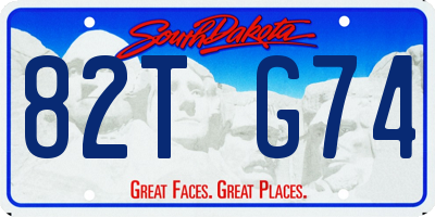 SD license plate 82TG74