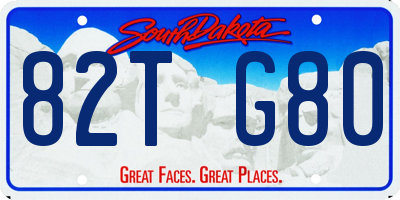 SD license plate 82TG80