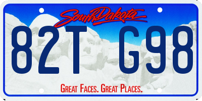 SD license plate 82TG98