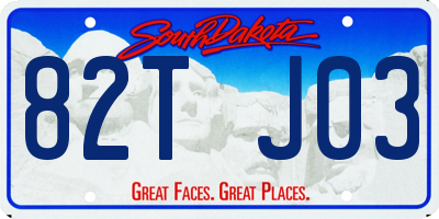 SD license plate 82TJ03