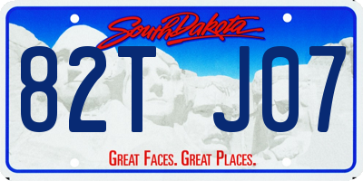 SD license plate 82TJ07