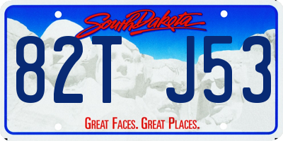 SD license plate 82TJ53