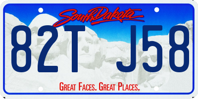 SD license plate 82TJ58