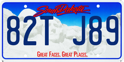 SD license plate 82TJ89