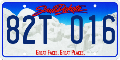 SD license plate 82TO16