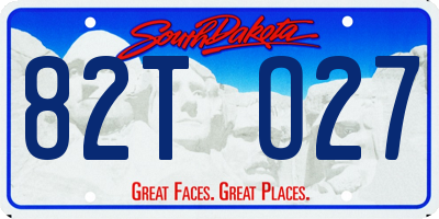 SD license plate 82TO27