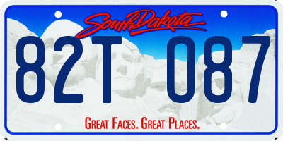 SD license plate 82TO87