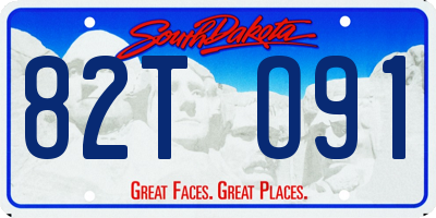 SD license plate 82TO91