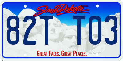 SD license plate 82TT03